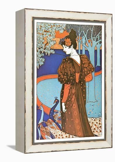 Woman with Peacocks-Alphonse Mucha-Framed Stretched Canvas