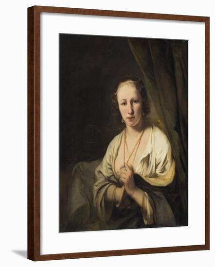 Woman with Pearls in her Hair, c.1653-Ferdinand Bol-Framed Giclee Print