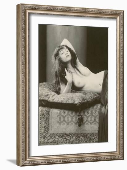 Woman with Pillow and Rug-null-Framed Art Print