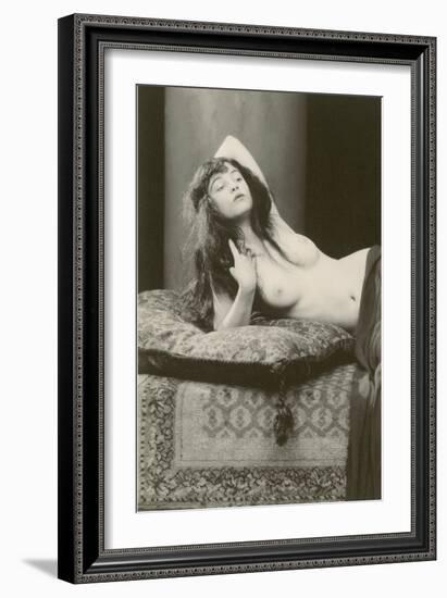 Woman with Pillow and Rug-null-Framed Art Print