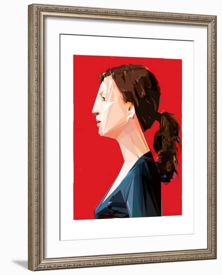 Woman with Ponytail-Enrico Varrasso-Framed Art Print