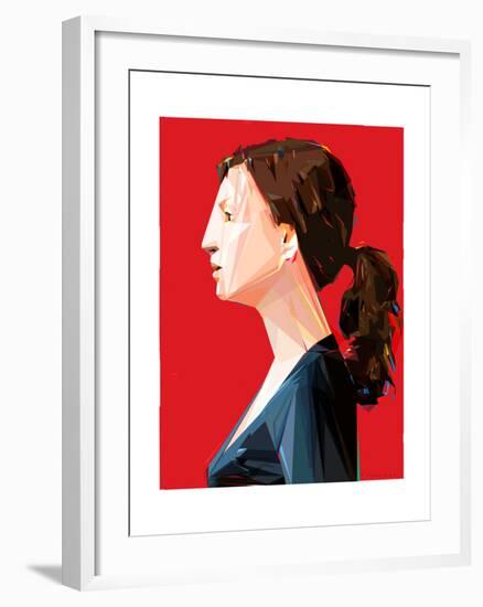 Woman with Ponytail-Enrico Varrasso-Framed Art Print