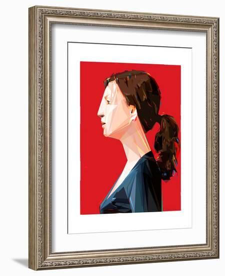 Woman with Ponytail-Enrico Varrasso-Framed Premium Giclee Print