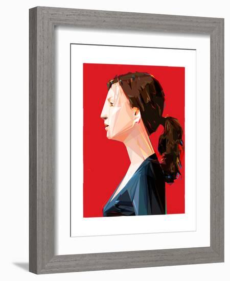 Woman with Ponytail-Enrico Varrasso-Framed Premium Giclee Print