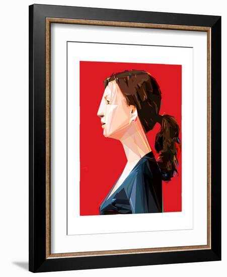 Woman with Ponytail-Enrico Varrasso-Framed Premium Giclee Print