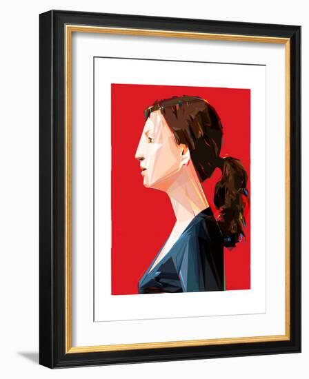 Woman with Ponytail-Enrico Varrasso-Framed Premium Giclee Print