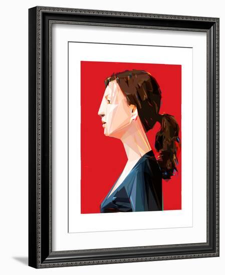 Woman with Ponytail-Enrico Varrasso-Framed Art Print