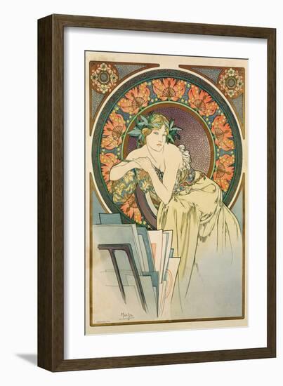 Woman with Poppies, 1898-Alphonse Mucha-Framed Giclee Print