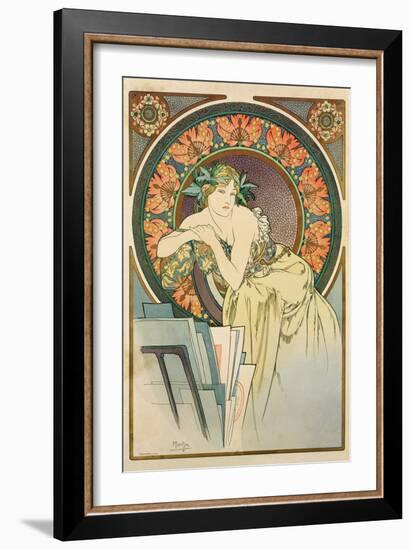 Woman with Poppies, 1898-Alphonse Mucha-Framed Giclee Print