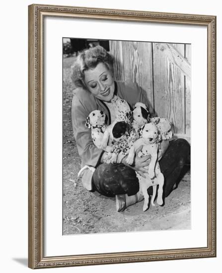 Woman with Puppies-null-Framed Photo