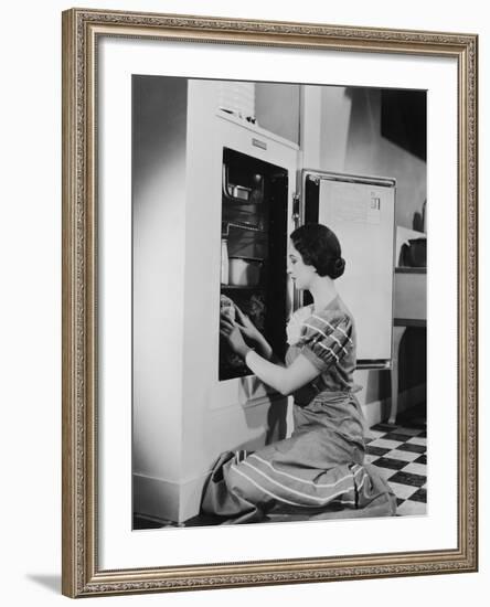 Woman with Refrigerator-null-Framed Photo