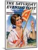 "Woman with Signal Flag," Saturday Evening Post Cover, July 7, 1928-Bradshaw Crandall-Mounted Giclee Print