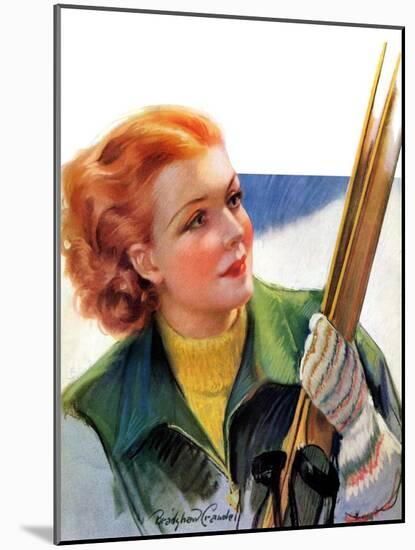 "Woman with Snow Skis,"March 2, 1935-Bradshaw Crandall-Mounted Giclee Print