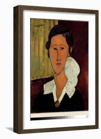 Woman with the Collar or Portrait of Anna Zborowska, 1917 (Painting)-Amedeo Modigliani-Framed Giclee Print