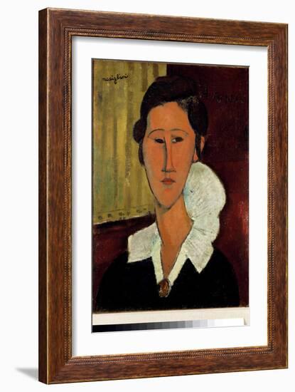 Woman with the Collar or Portrait of Anna Zborowska, 1917 (Painting)-Amedeo Modigliani-Framed Giclee Print