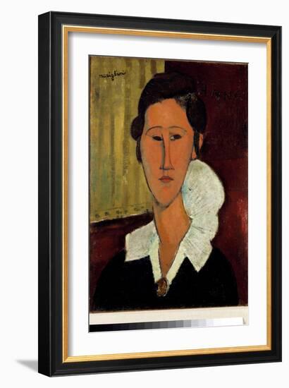 Woman with the Collar or Portrait of Anna Zborowska, 1917 (Painting)-Amedeo Modigliani-Framed Giclee Print