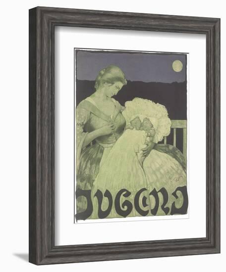 Woman with Twin Babies-null-Framed Art Print