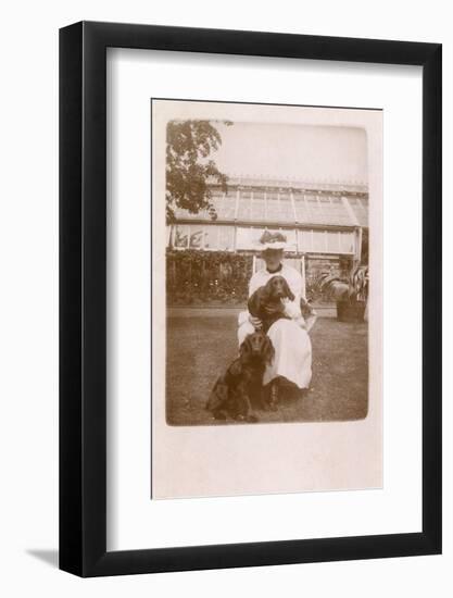 Woman with Two Cocker Spaniels-null-Framed Photographic Print