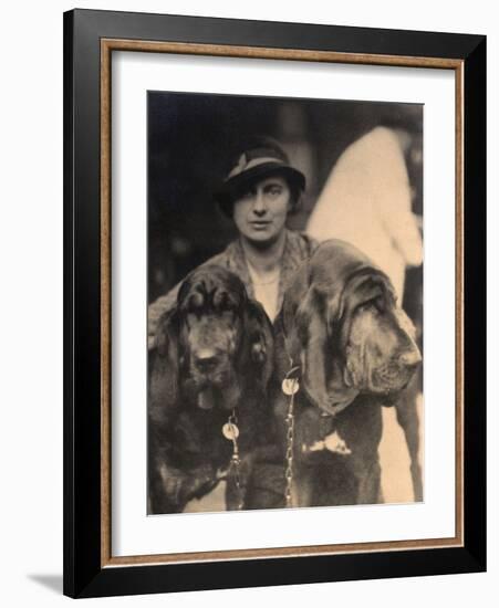 Woman with Two Pedigree Bloodhounds-null-Framed Photographic Print