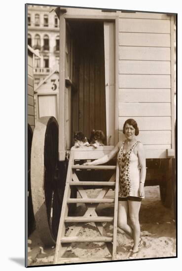 Woman with Two Pekingese Dogs-null-Mounted Photographic Print