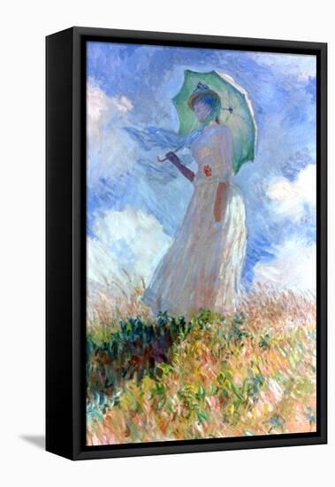 Woman with Umbrella Turned to the Left, 1886-Claude Monet-Framed Premier Image Canvas
