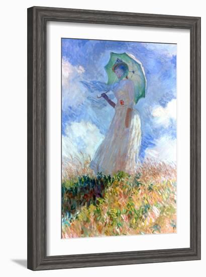 Woman with Umbrella Turned to the Left, 1886-Claude Monet-Framed Giclee Print