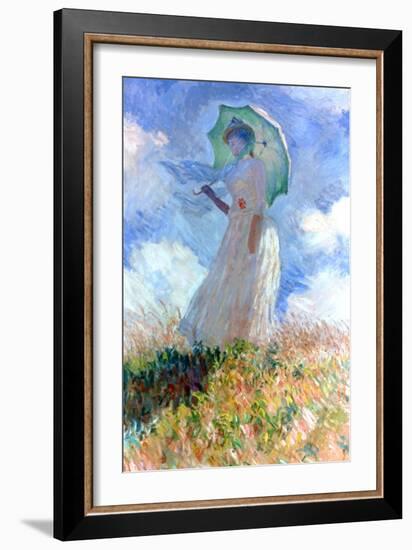 Woman with Umbrella Turned to the Left, 1886-Claude Monet-Framed Giclee Print