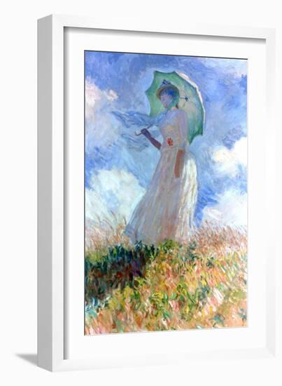 Woman with Umbrella Turned to the Left, 1886-Claude Monet-Framed Giclee Print