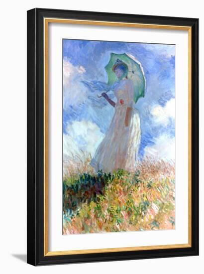 Woman with Umbrella Turned to the Left, 1886-Claude Monet-Framed Giclee Print