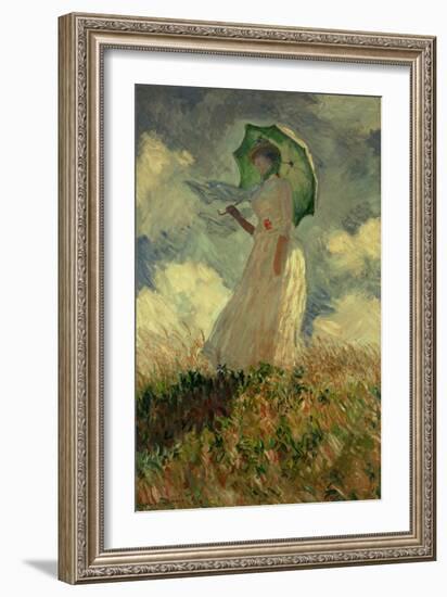 Woman with Umbrella Turned Towards the Left, 1886-Claude Monet-Framed Giclee Print