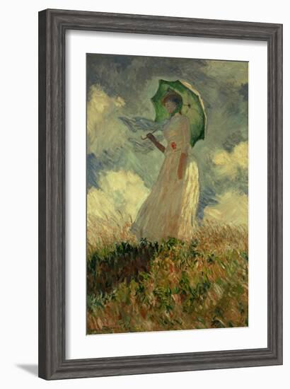 Woman with Umbrella Turned Towards the Left, 1886-Claude Monet-Framed Giclee Print