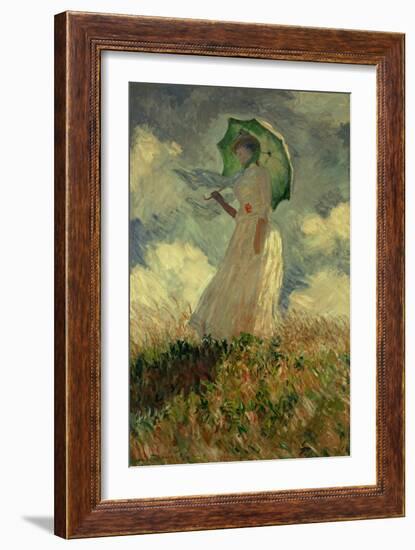 Woman with Umbrella Turned Towards the Left, 1886-Claude Monet-Framed Giclee Print