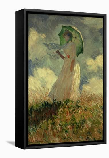 Woman with Umbrella Turned Towards the Left, 1886-Claude Monet-Framed Premier Image Canvas