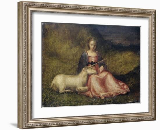 Woman with Unicorn, C. 1510-null-Framed Giclee Print