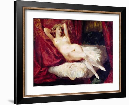 Woman with White Stockings (Oil on Canvas)-Ferdinand Victor Eugene Delacroix-Framed Giclee Print