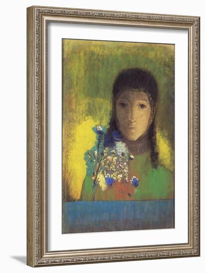 Woman with Wild Flowers, 1895-1900-Odilon Redon-Framed Giclee Print