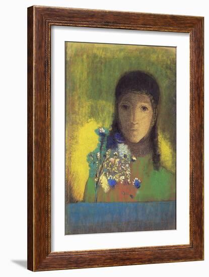 Woman with Wild Flowers, 1895-1900-Odilon Redon-Framed Giclee Print