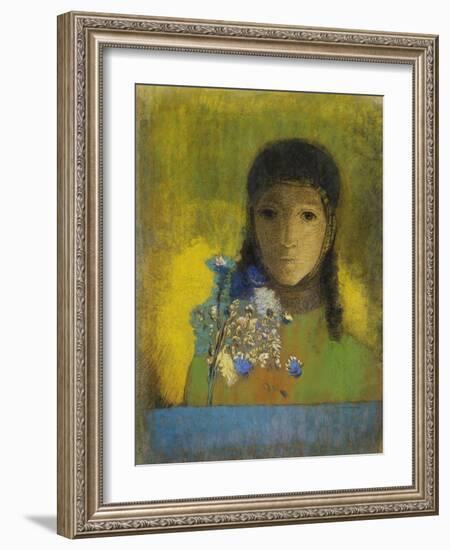 Woman with Wild Flowers-Odilon Redon-Framed Giclee Print