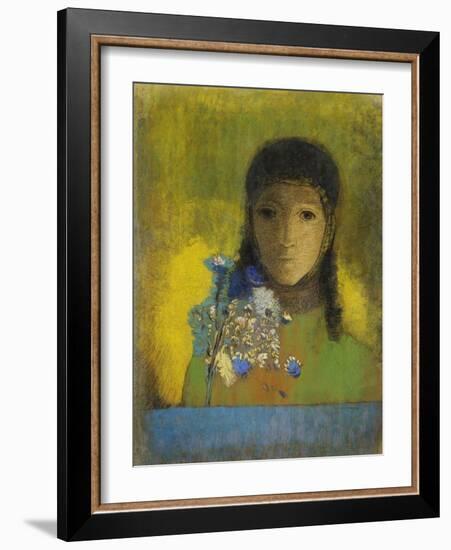 Woman with Wild Flowers-Odilon Redon-Framed Giclee Print