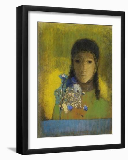 Woman with Wild Flowers-Odilon Redon-Framed Giclee Print