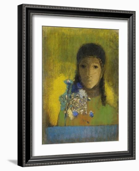 Woman with Wild Flowers-Odilon Redon-Framed Giclee Print