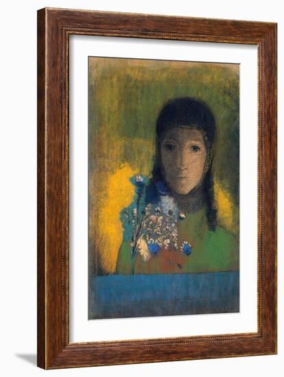 Woman with Wildflowers, C1900-Odilon Redon-Framed Giclee Print