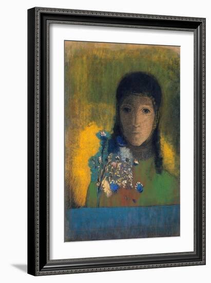 Woman with Wildflowers, C1900-Odilon Redon-Framed Giclee Print