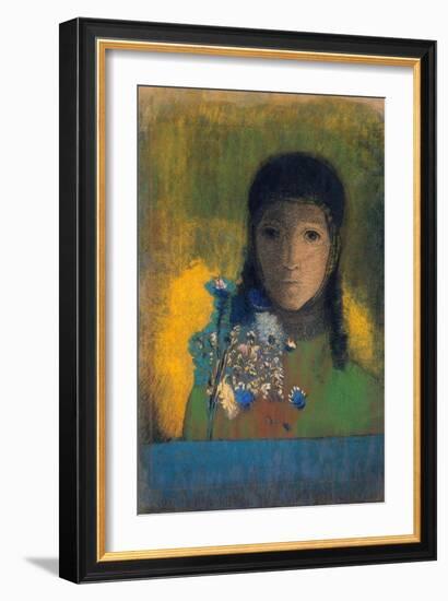 Woman with Wildflowers, C1900-Odilon Redon-Framed Giclee Print
