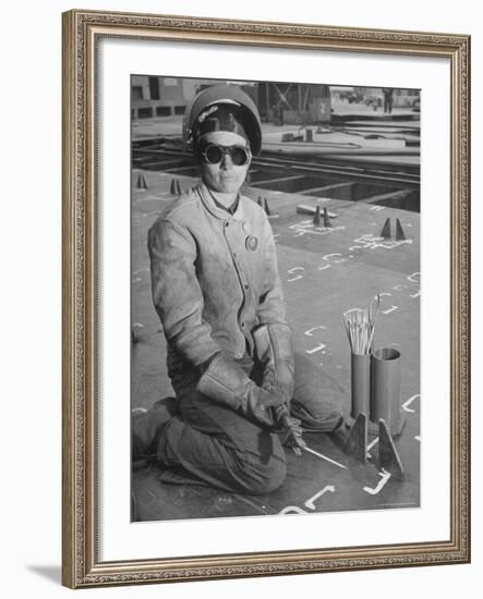 Woman Working as a Ship Welder in the Richmond Shipyards-Hansel Mieth-Framed Premium Photographic Print