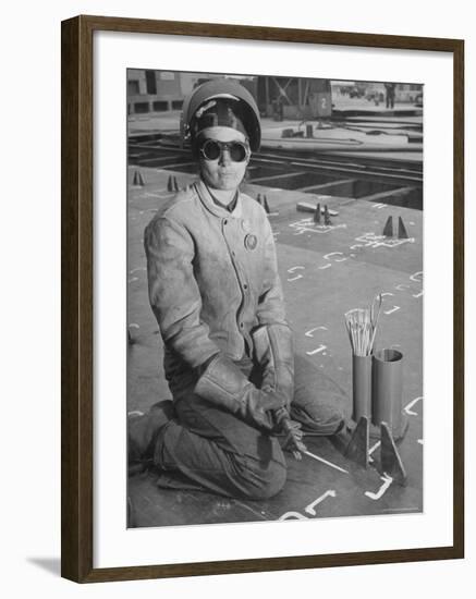 Woman Working as a Ship Welder in the Richmond Shipyards-Hansel Mieth-Framed Photographic Print