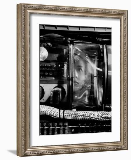 Woman Working IBM Computers in an Office-Walter Sanders-Framed Photographic Print