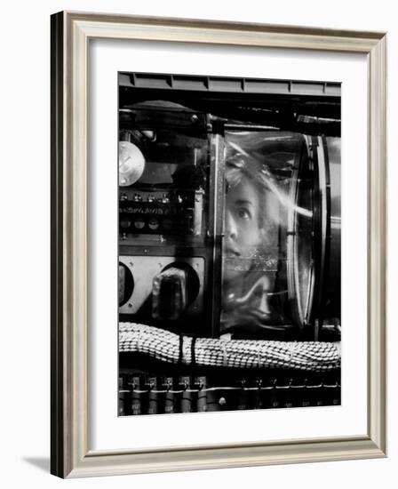 Woman Working IBM Computers in an Office-Walter Sanders-Framed Photographic Print