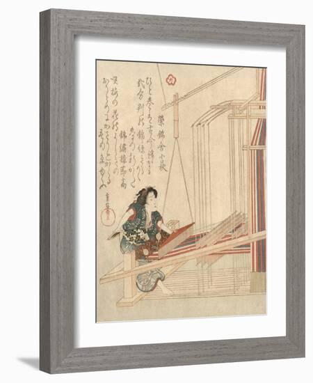 Woman Working Loom-null-Framed Giclee Print