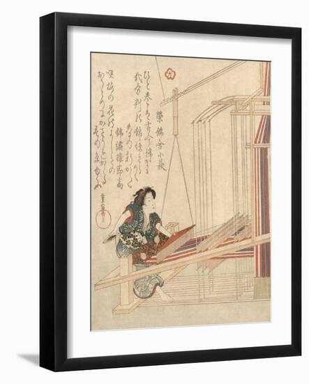 Woman Working Loom-null-Framed Giclee Print